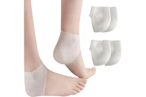WASUQO 2 Paar Fersenschutz aus Gel, Silikon Fersenschutz, Silikon Socken mit Fersenpolster, fersenschutz für schuhe,Ferse Socken Gel Fersenschutz, lindert Schmerzen in der Ferse und an rissigen Fersen