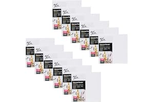 Mont Marte Professional Series Painting Canvas Panels 8 x 8 inch, 12-Pack. Suitable for Artists at All Skill Levels