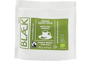 ‎BLÆK BLÆK Specialty Bio Instant Kaffee Nø.2 | Blaek Organic Coffee 60g Bag Peru: To Go Box Premiumkaffee löslich Sachet Sticks | Arabica Hochland Kaffeebohne süß | Camping Reise Festival Home Büro