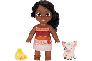 Moana 2 Disney's Little Sis Simea Doll & Pua Figure Playset By Jakks Pacific, Stands 11" / 27 cm Tall, Includes 1 Doll Outfit, 1 Pua, 1 Plastic Banana Bunch, Suggested for Ages 3+
