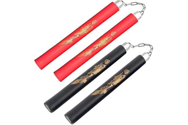 Fayscingo 2 Pack Nunchakus Mousse Pratique de Sécurité Rembourré Nunchaku Arts Martiaux Nunchucks pour Enfants Débutants