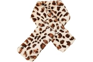 Fenical Winter Leopard Schal warmen Hals Kälteschutz Schal flauschigen kurzen Wickelschal für Frauen Geschenk Neujahr Geschenk (gelb)