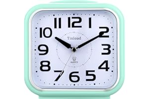 TINLOAD 14 cm geräuschloser analoger Wecker, kein Ticken, sanftes Wachen, Pieptongeräusche, erhöhte Lautstärke, batteriebetriebene Schlummer und Lichtfunktionen, einfach einzustellen