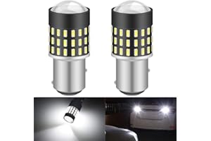 KATUR 1157 BAY15D Bombilla de luz LED 3014 54 Chips de 650 lúmenes Reemplazar para la señal de Giro Respaldo Luces de Freno de Cola de Freno inversas, Xenón Blanco (Paquete de 2)