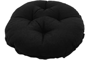 Levoberg Hocker bezug Schwarz, Sitzkissen rund, Hockerbezug rund Stretch aus Leinen, Memory Foam Kissenbezug, Dicke 7cm, rund Bar Bezug Durchmesser 35cm