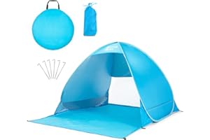 Active Era Namiot Plażowy Pop-Up, Samorozkładający, 2 3 Osobowy, Ogrodowy Dla Dzieci Na Plażę Dorosłych, Kempingowy Rozkładany Lekki Przeciwsłoneczny UPF 50+, z Moskitierą, Osłona przed Promieniowaniem, Niebieski