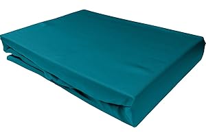 Bettwaesche-mit-Stil Mako Satin Spannbettlaken Spannlaken Spannbetttuch (90 cm x 200 cm, Matratzenhöhe 12-20 cm, Petrol Blau)