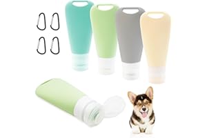 Jokureao Pack of 4 Food Tube for Filling Dog Set, 90 ml Fillable Tubes with Carabiner, Reusable Silicone Feeding Tube, Leak-Proof Travel Bottles for Pets Outdoor