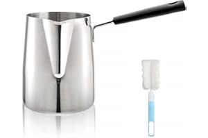 Dicunoy Milk Butter Warmer Pot, 1000ml Turkish Coffee Pot with Cleaning Brush, Large Stovetop Melting Boiling Pot with Spout, Cezve Ibrik Briki Greek Arabic Coffee Maker, 18/8 Stainless Steel