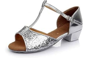 LOVELEGIS Scarpe da Ballo Latino Americano Bambine Ragazze Danza Argento Glitter