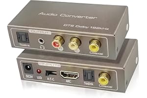 Tihokile Convertisseur Audio Multi-Interface 192KHz, HDMI Arc ouToslink (Optique) ou Coaxial vers Toslink (Optique) + Stereo L/R + Jack 3,5 mm + Coaxial pour TV HD Blu-Ray PS3 PS4