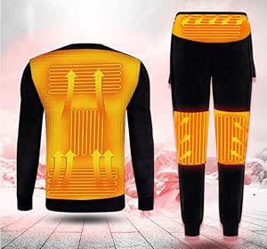 DONG Winter Heated Underwear Outdoor Hiking Heating Pants USB Charging Heated Trousers Skiing Thermal Underwear,Black-M
