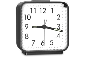 Brifit Silent Alarm Clocks Bedside Battery Powered Non Ticking Bedside Clock with Luminous Pointer Large Display Snooze Night Light Function Heavy Sleepers Travel Bedroom Office Easy to Read, Black