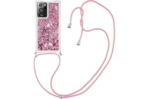 MRSTER Funda con Cuerda para Samsung Galaxy Note 20 Ultra, Bling Glitter Líquido Carcasa Moda Ajustable Collar Correa Protección Case para Samsung Galaxy Note 20 Ultra. LP Love Rose