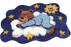 Oshhni Formteppich Knüpfteppich zum Selber Knüpfen für Erwachsene, Kinder - Teppiche Knüpfpackung mit Knüpfhaken (Muster), Bären