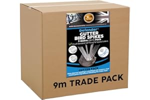 Defender Bird Spikes | Gutter Pack for Seagulls & Pigeons | Ready Assembled | 9 Metre Pack