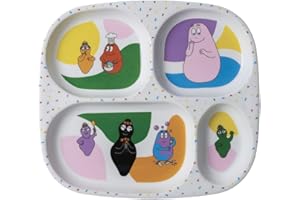 BARBAPAPA (BASZN) PLATEAU À 4 COMPARTIMENTS BARBAPAPA - Pour Enfant 6Mois+ - Mélamine - Sans BPA - 24 x 21- Lavable Au Lave-Vaisselle - MULTICOULEURS-