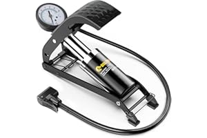 Foot Pump, BOLTHO Updated Portable Floor Bike Pump with Accurate Pressure Gauge & Smart Valves, 100PSI Air Pump for Motorcycles, Bicycles, Cars, Balls and Other Inflatables