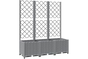 vidaXL Jardinière, Pot de Fleurs de Jardin, Bac à Plantes de Terrasse, Boîte de Plantation d'Extérieur pour Légumes Herbes, Gris Clair PP