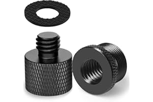 Frgyee Mic Stand Adapter 5/8" Male to 3/8" Female with Rubber Pad, 3/8" male to 5/8" female Screw Adapter Thread for Microphone Stand Mount to Camera Tripod 3 Pack