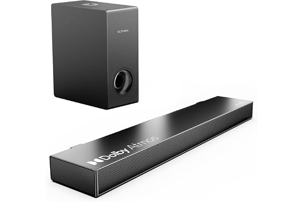 ULTIMEA Dolby Atmos Barre De Son pour TV, BassMX, 3D Surround Système pour Haut-Parleurs, 2.1 Barre Son avec Caisson de Basse pour Home Cinéma, Ultradeluxe, 190W Crête, Nova S50 Série