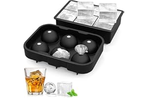 LUCKEA Stampo per cubetti di ghiaccio in silicone - Vassoio a 6 scomparti e 2 set, senza BPA per cocktail a base di whisky e bevande fresche