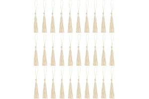 Amdonalo 30 PCS Bookmark Tassels, Mini Tassels Silky Tassels for Bookmarks Handmade Bookmark Tassels for Resin DIY Craft Supplies and Home Decor (Khaki)