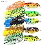 OriGlam - 5 señuelos coloridos de rana de agua superior para crankbait, cebos de agua blanda,...