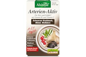 ‎ALSIROYAL Alsiroyal Schwarzer Knoblauch (60 Kapseln) mit S-Allylcystein – 22.500mg pro Tagesdosis von 2 Kapseln (45:1 Extrakt) – Mistel & Weißdorn, Vitamin B1 & Vitamin C – Vegan & ohne künstliche Zusatzstoffe