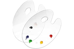 Rcbzzp 2 Stück Art Palette Mit Daumenloch, Malpalette Klare Acryl, Kunstpalette Artpalette, Antihaft Öl Farbmischpalette, für DIY Kunsthandwerk Malerei, Tonisierung (Oval)