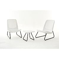 Keter 17197637 Lounge Set Rio, Rattanoptik, Kunststoff, weiß, 77.5 x 76 x 54 cm