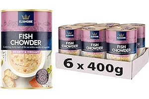 Elsinore Classic Fish Chowder with Pollock and Salmon 400g (Pack of 6) - Hearty and Creamy Fish Soup