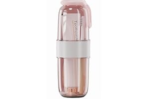 MURRI&MURRDI Transparent Toothbrush Holder Case, Travel Toothbrush Toothpaste Pouch Cup with Cover, Portable Plastic Mouthwash Container for School Camping Business Work Trip, Pink