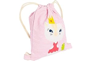 DRAEGER PARIS 1886 Draeger – Mochila para niños Princesa – Bolsa de tela 100% algodón – Ideal para guardar juguetes o dulces, Rosa