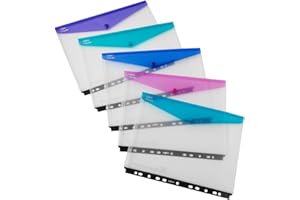 Snopake A4 High Capacity Polyfile RingBinder Popper Wallet, Landscape – Clear with Electra Assorted Flap [Pack of 5] Ref: 15694