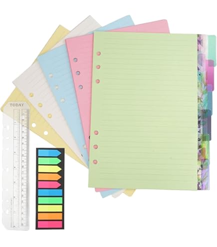 PUCSIQ 4 stuks gestippeld papier, A5, 320 vellen, 6 gaten, navulpapier, stippen, rasterpapier, A5-ringband, gestippeld voor binders, notitieboek, dagboek, schilderen, gestippeld, notitieboek met 6