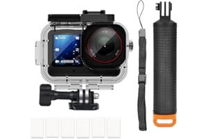 YHTSPORT Kit Accessoire Plongée Osmo Action, Boîtier Etanche pour DJI Osmo Action 6, Boîtier Plongée+Mont Thumbscrew + Poignée Flottante Etanche + 6 Insert Anti-buée