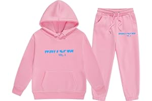 YUEXIRUI Kids Tracksuit Full Set Girls Boys 2 Piece Oversized Outfit Long Sleeve Pullover Jumper Hoodie and Loose Sweatpants Bottom Jogging Pants Running Walking Hiking Track Suit