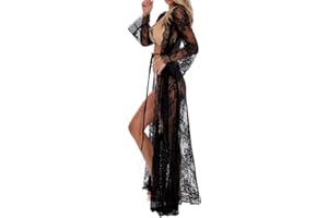 Bsubseach Damen Sexy Lace Crochet Open Front Badeanzug Strand Lange Kimono Cover Ups