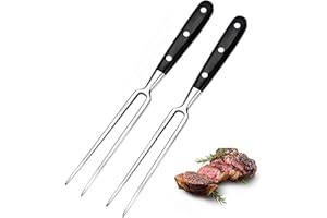 TRABAG 2 Stücke Fleischgabel mit Griff - Edelstahl Länge 16.5cm, Gesamtlänge 29cm Tranchiergabel Grillgabel Servier Grillgabel Fleischgabel mit Kunststoffgriff Für Grill Küche Truthahn Braten Abendessen