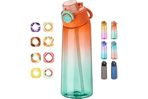 DPZO Air Gourde Up 900ML, Bouteille Air Gourde Up Sport Paille avec 8 Pods de Gout Gourde Aromatisée Air Gourde Up Tritan Water Bottle Fitness (Dégradé orange vert)