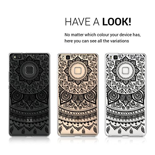 kwmobile Funda para Huawei P9 Lite - Carcasa de  TPU  para m  vil y dise  o de Sol hind   en  Negro Transparente 