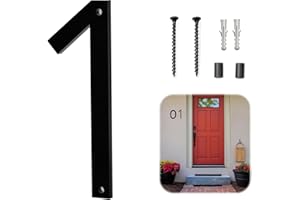 PACUM Número de casa moderno cepillado 6 pulgadas para Casa en Negro Placa Flotante de Número de Casa Números de puerta Modernos Números de puerta Modernos Números de Dirección de casa de calle，numero 1