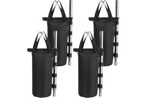 YELAIYEHAO Sac de Poids Robuste à Double Couture, Poids pour Tente d'auvent, Sac de Sable, Sac de Sable, Sac d'extérieur Noir (4 pièces, Rond, 19 x 50 cm, Noir)