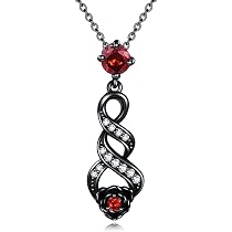 URONE Collana con ciondolo a forma di teschio/rosa nera in argento Sterling 925 gotico, per donne e ragazze, Argento sterling, Nessuna pietra preziosa