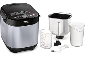 Moulinex OW240E Pain & Délices Macchina del Pane in Acciaio Inox con Funzione Yogurt e 20 Programmi Automatici (3 Senza Glutine) per Pizza, Pasta, Dolci, Marmellate e Cereali, 20W, Nero