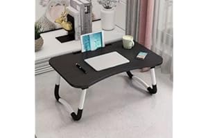 SMALLRUN Bandeja para Cama, Mesa Plegable de Desayuno Mesa Ordenador Portátil Multifunción Mesa de Ordenador portátil para Cama y sofá (SIN Cajon, Black)