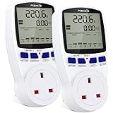 Power Meter Dual Tariffs, Maxcio Electricity Usage Monitor UK Plug for Power Costs Voltage Amps Watt KWH, Energy Power with L