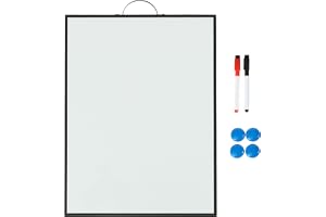 Relaxdays magnetiska whiteboard, för upphängning, 2 pennor, vit