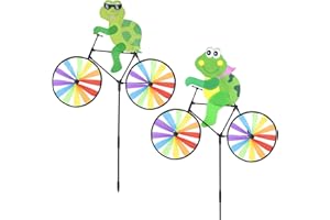 JIUWO YU Windrad Frosch, 2 Stück Niedliche Fahrrad Frosch Deko Garten Windrad Metall Garten Statue Gartendeko Windrad Gartenstecker Windspiel Für Rasen Oder Yard (A)